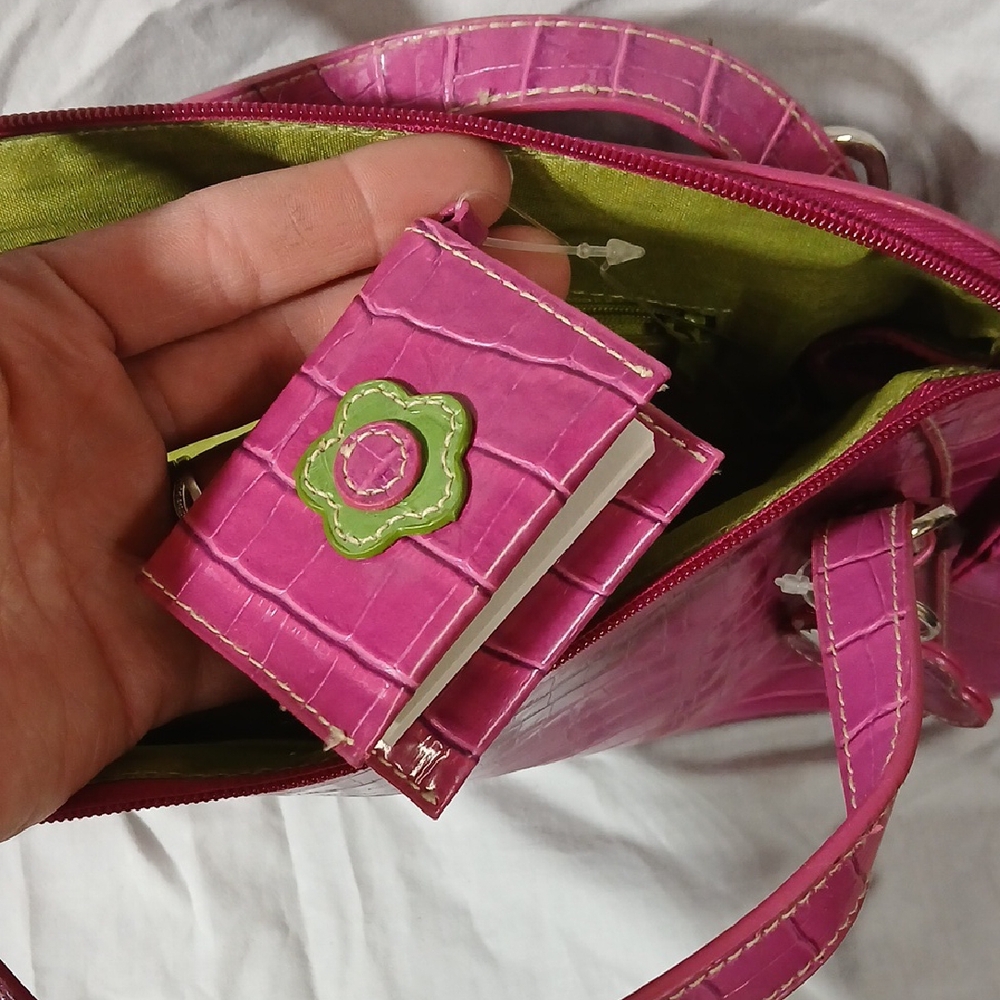 Pink/Purple Crocodile-Embossed Handbag - Picture 5 of 5